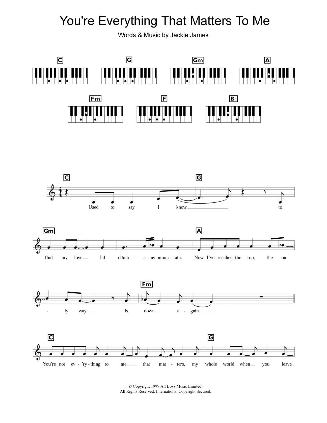 Download Steps You're Everything That Matters To Me Sheet Music and learn how to play Keyboard PDF digital score in minutes