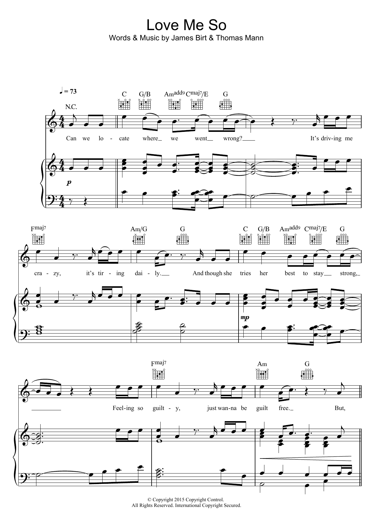 Download Stereo Kicks Love Me So Sheet Music and learn how to play Piano, Vocal & Guitar (Right-Hand Melody) PDF digital score in minutes