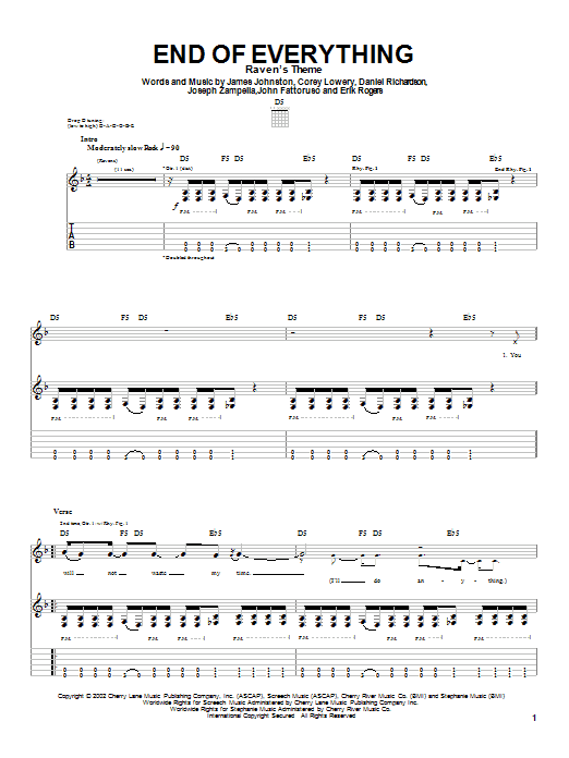 Download Stereomud End Of Everything Sheet Music and learn how to play Guitar Tab PDF digital score in minutes