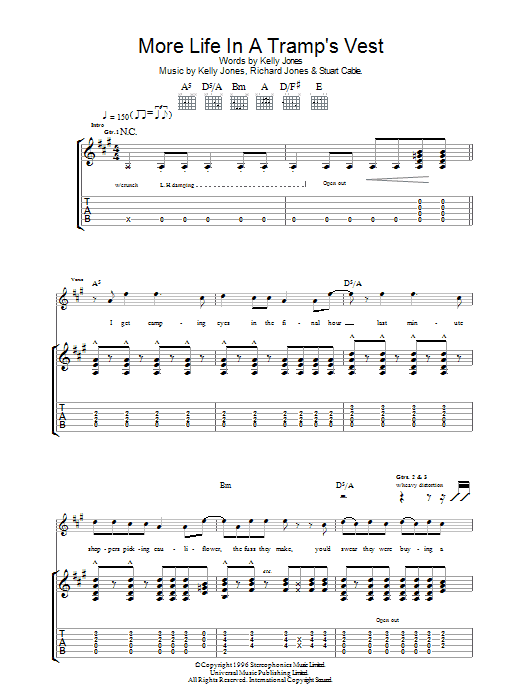 Download Stereophonics More Life In A Tramp's Vest Sheet Music and learn how to play Guitar Tab PDF digital score in minutes