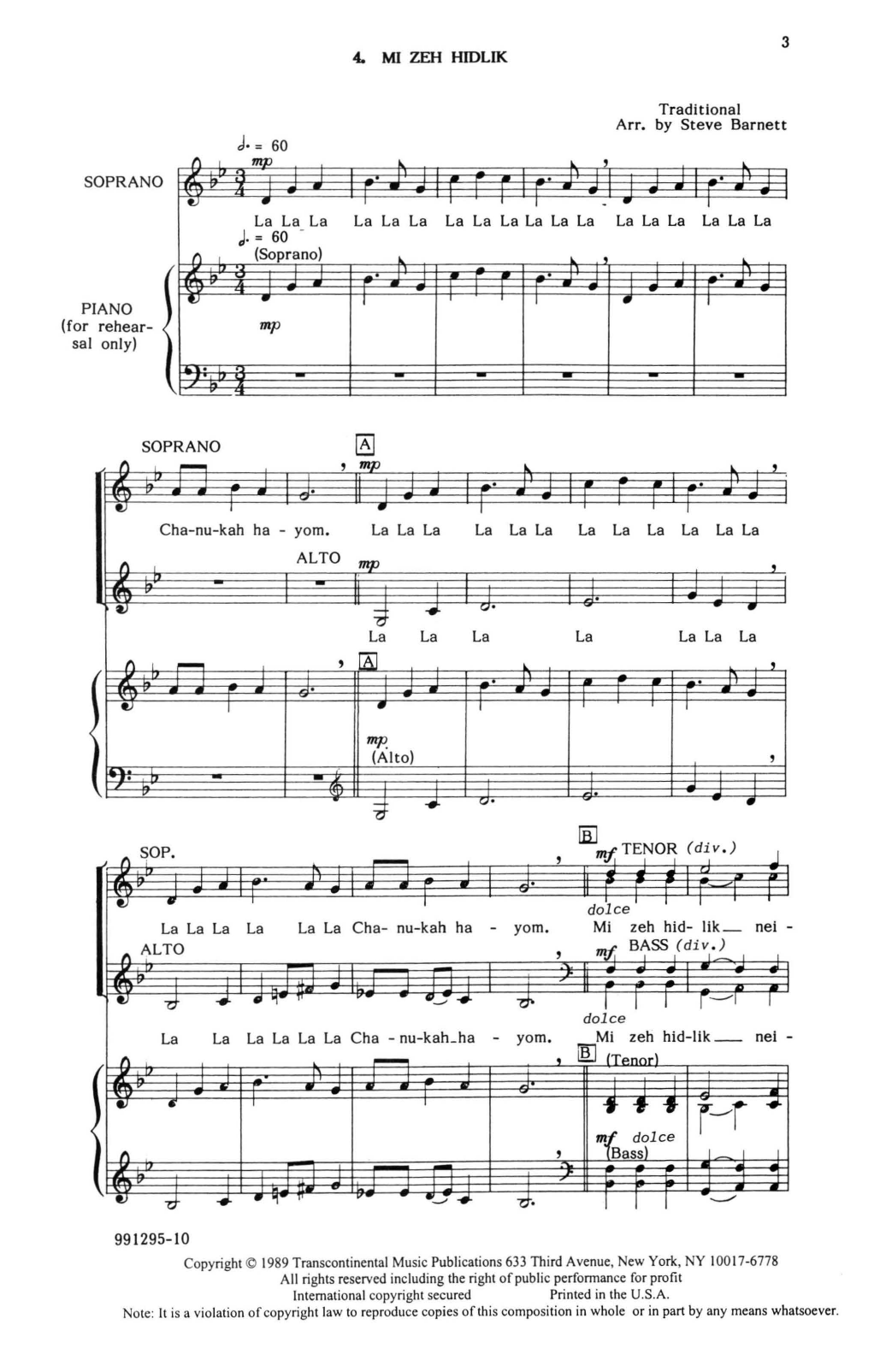 Download Steve Barnett Mi Zeh Hidlik Sheet Music and learn how to play SATB Choir PDF digital score in minutes