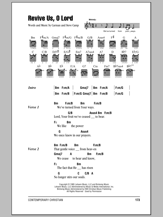 Download Steve Camp Revive Us, O Lord Sheet Music and learn how to play Lyrics & Chords PDF digital score in minutes