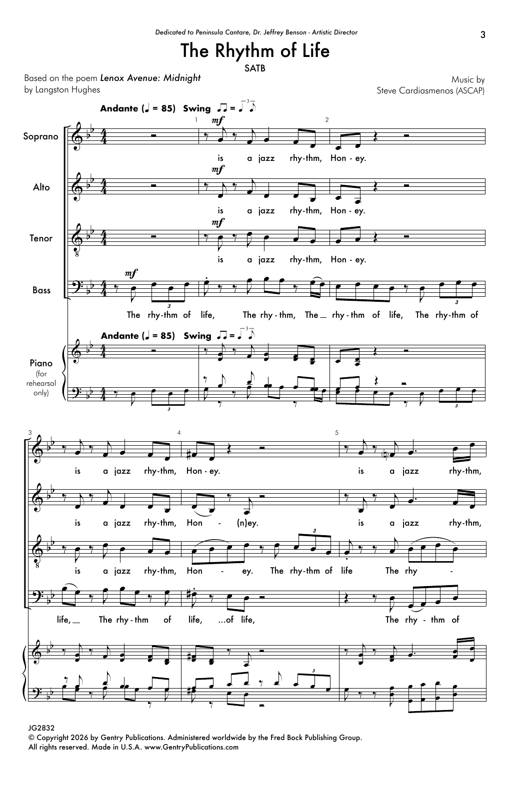 Download Steve Cardiasmenos The Rhythm Of Life Sheet Music and learn how to play SATB Choir PDF digital score in minutes