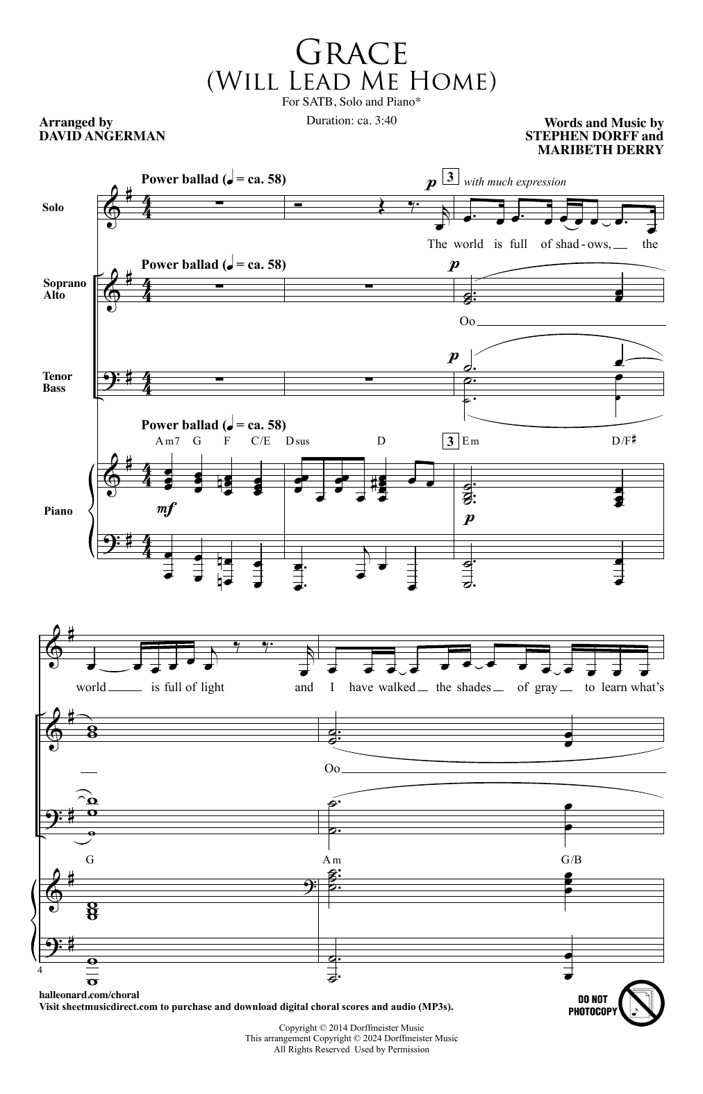 Download Steve Dorff and Maribeth Derry Grace (Will Lead Me Home) (arr. David Angerman) Sheet Music and learn how to play SATB Choir PDF digital score in minutes