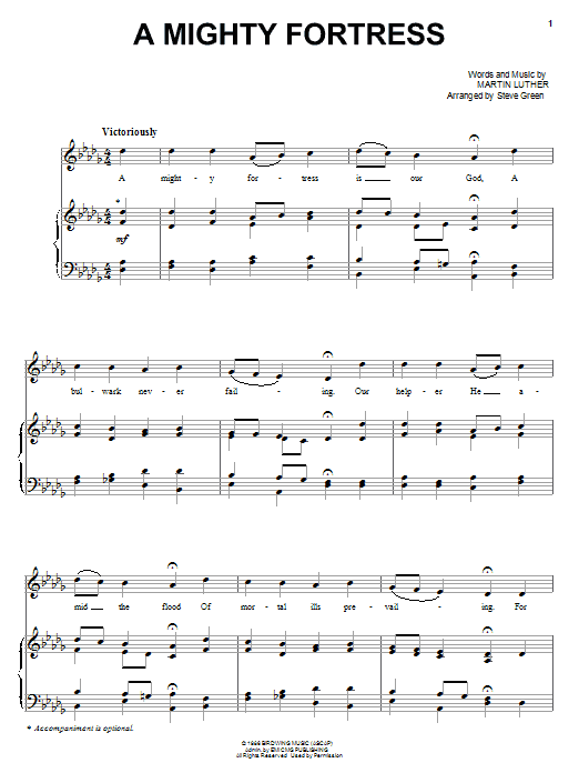 Download Steve Green A Mighty Fortress Sheet Music and learn how to play Piano, Vocal & Guitar (Right-Hand Melody) PDF digital score in minutes