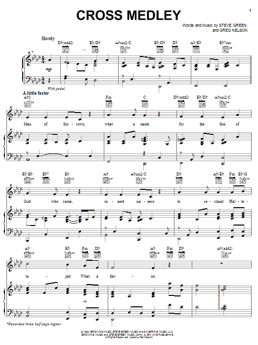 Download Steve Green Cross Medley Sheet Music and learn how to play Piano, Vocal & Guitar (Right-Hand Melody) PDF digital score in minutes