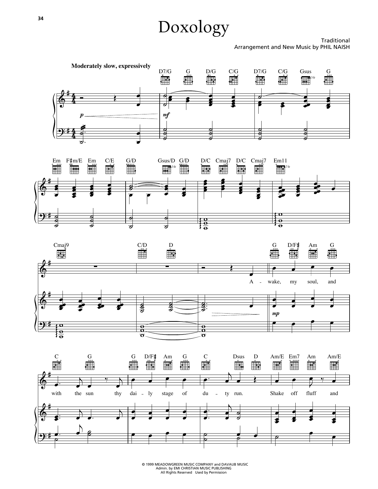 Download Steve Green Doxology Sheet Music and learn how to play Piano, Vocal & Guitar Chords (Right-Hand Melody) PDF digital score in minutes
