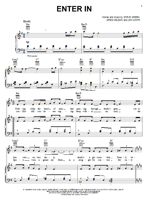 Download Steve Green Enter In Sheet Music and learn how to play Piano, Vocal & Guitar (Right-Hand Melody) PDF digital score in minutes