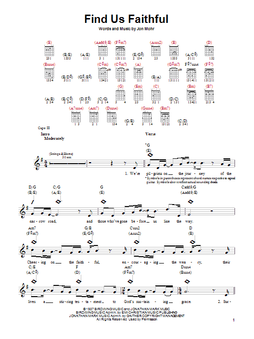 Download Steve Green Find Us Faithful Sheet Music and learn how to play Guitar with strumming patterns PDF digital score in minutes