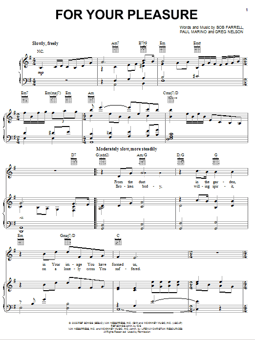 Download Steve Green For Your Pleasure Sheet Music and learn how to play Piano, Vocal & Guitar (Right-Hand Melody) PDF digital score in minutes