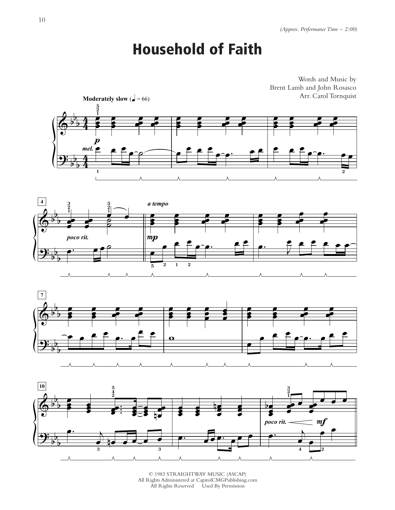 Download Steve Green Household Of Faith (arr. Carol Tornquist) Sheet Music and learn how to play Piano Solo PDF digital score in minutes