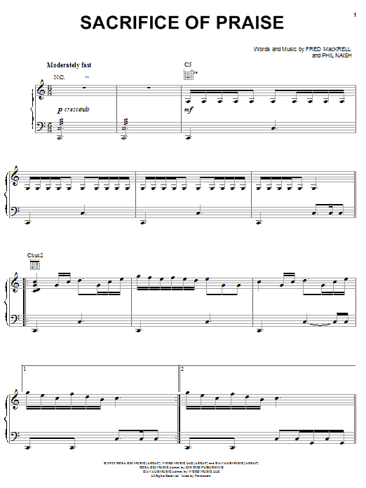 Download Steve Green Sacrifice Of Praise Sheet Music and learn how to play Piano, Vocal & Guitar (Right-Hand Melody) PDF digital score in minutes