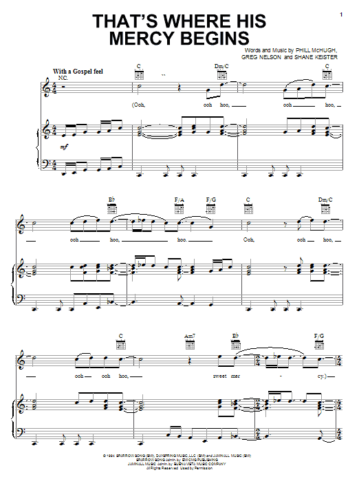 Download Steve Green That's Where His Mercy Begins Sheet Music and learn how to play Piano, Vocal & Guitar (Right-Hand Melody) PDF digital score in minutes