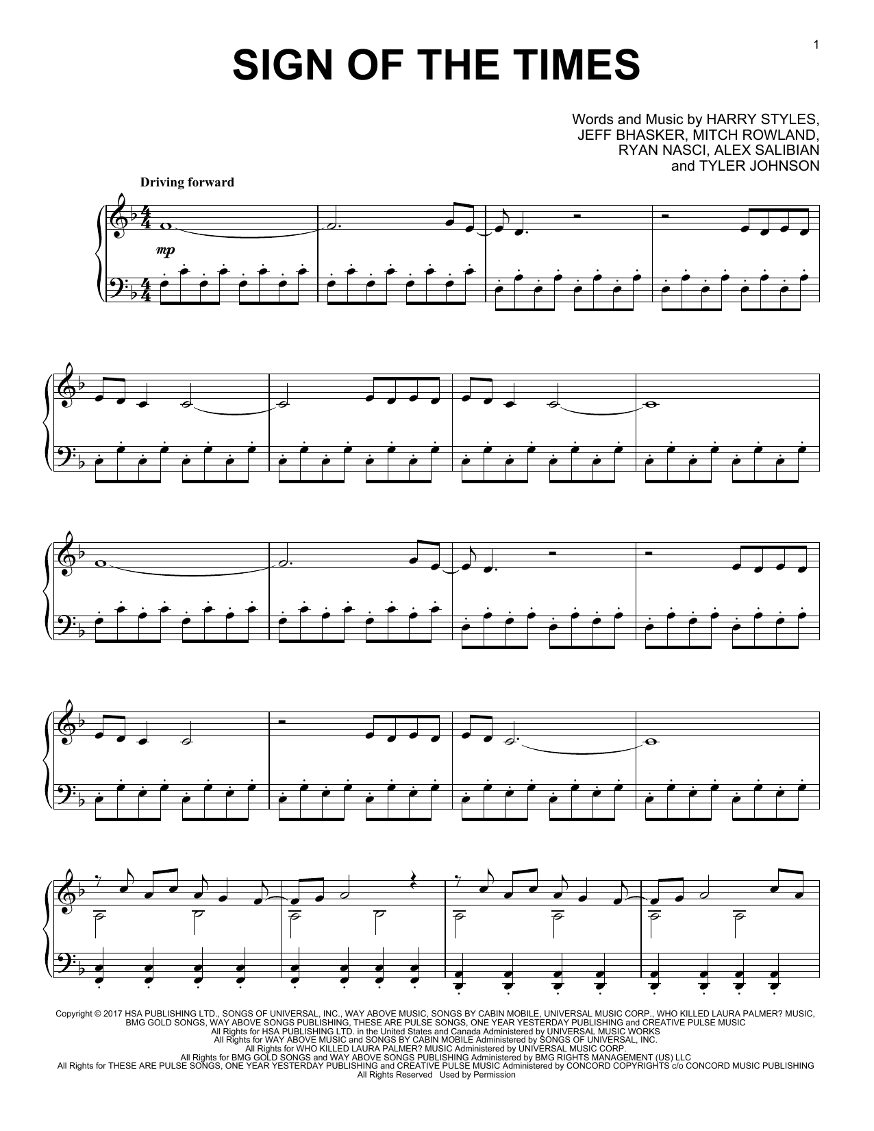 Download Steve Horner Sign Of The Times (from the Netflix series Bridgerton) Sheet Music and learn how to play Piano Solo PDF digital score in minutes