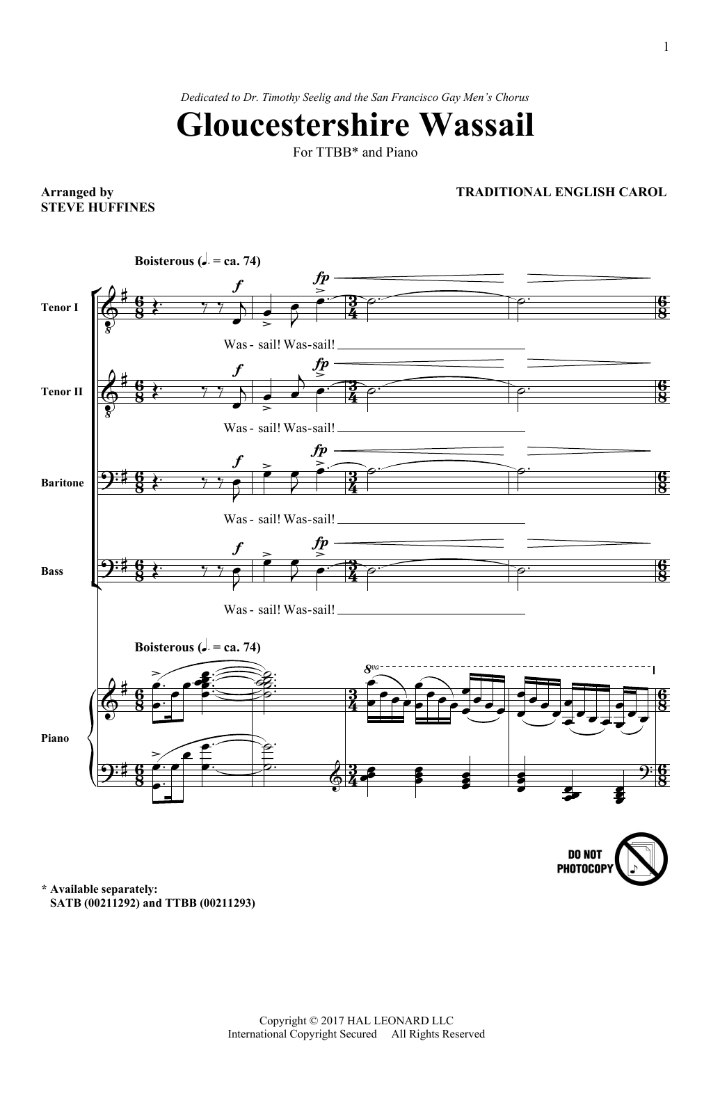 Download Steve Huffines Gloucestershire Wassail Sheet Music and learn how to play SATB PDF digital score in minutes