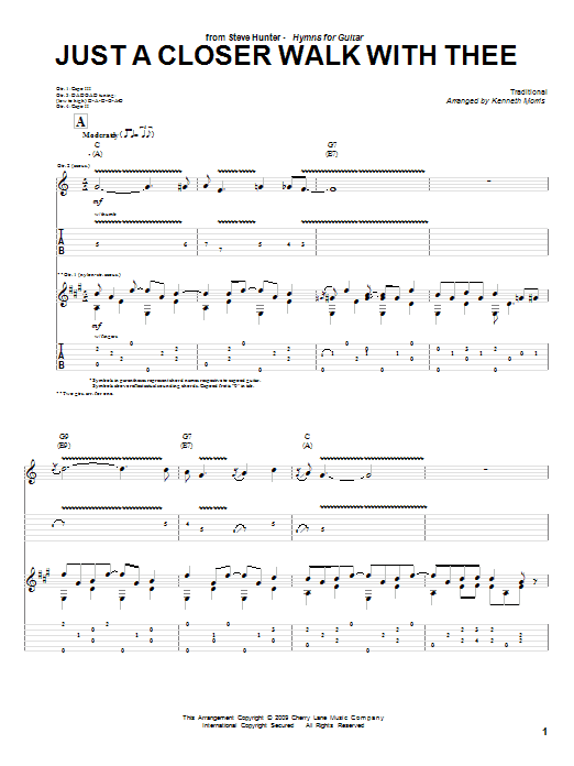 Download Steve Hunter Just A Closer Walk With Thee Sheet Music and learn how to play Guitar Tab PDF digital score in minutes