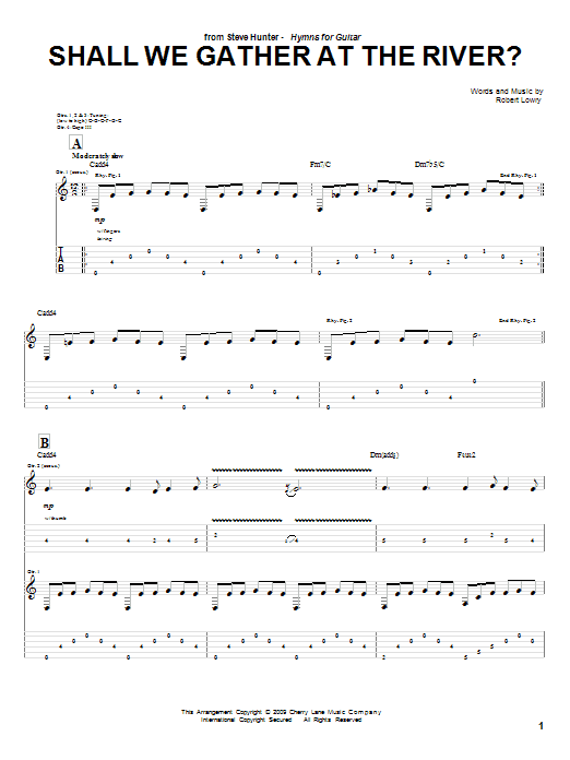 Download Steve Hunter Shall We Gather At The River? Sheet Music and learn how to play Guitar Tab PDF digital score in minutes