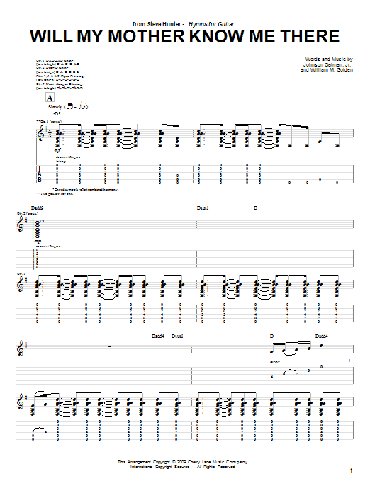 Download Steve Hunter Will My Mother Know Me There Sheet Music and learn how to play Guitar Tab PDF digital score in minutes