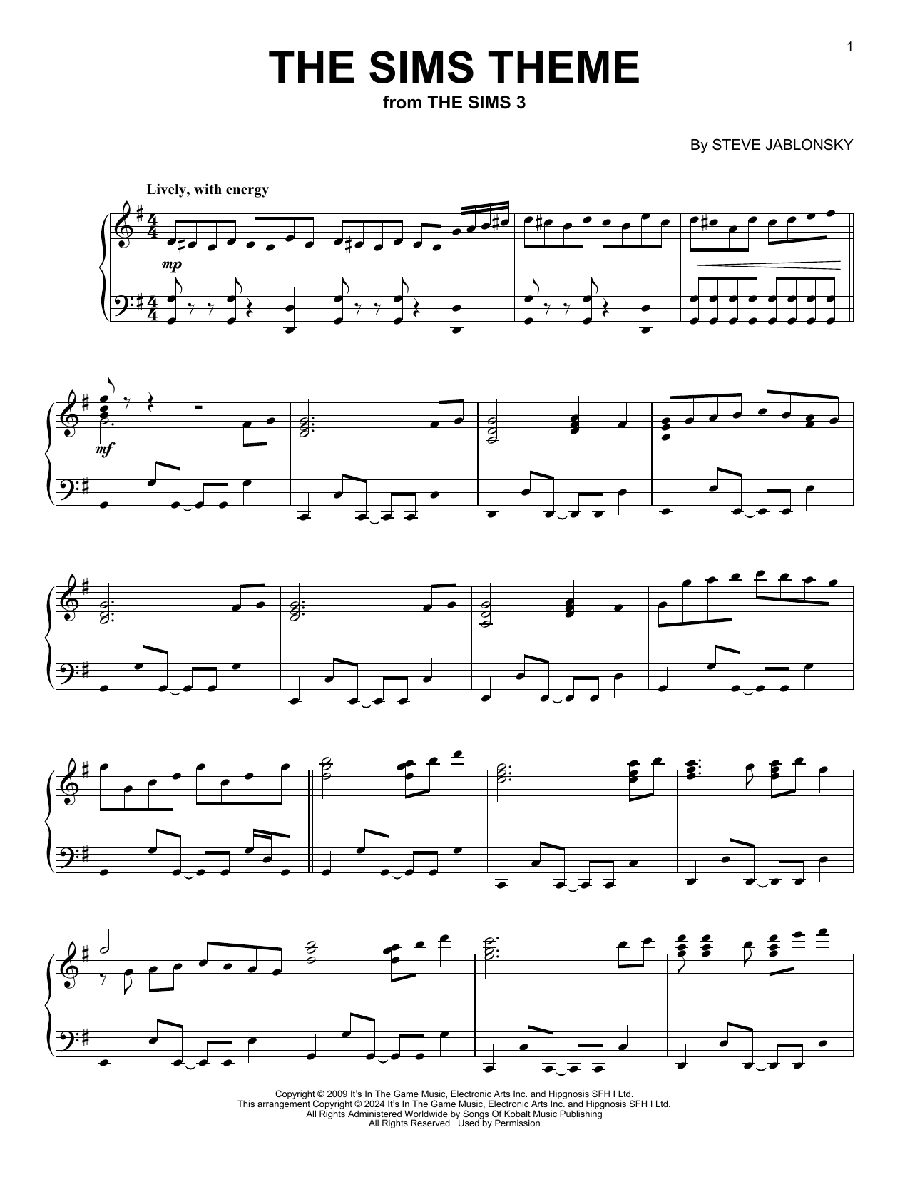 Download Steve Jablonsky The Sims Theme Sheet Music and learn how to play Piano Solo PDF digital score in minutes