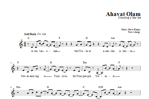 Download Steve Klaper Ahavat Olam Sheet Music and learn how to play Melody Line, Lyrics & Chords PDF digital score in minutes