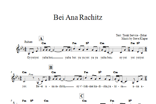 Download Steve Klaper Bei Ana Rachitz Sheet Music and learn how to play Melody Line, Lyrics & Chords PDF digital score in minutes