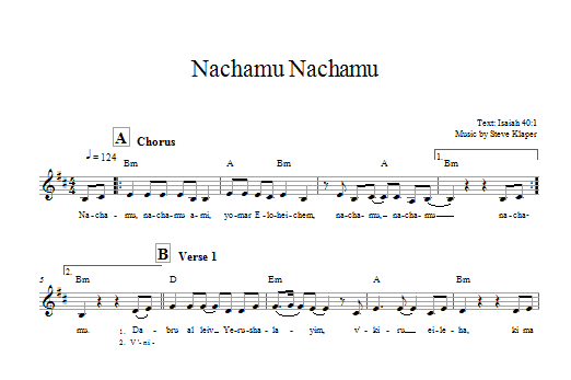 Download Steve Klaper Nachamu Nachamu Sheet Music and learn how to play Melody Line, Lyrics & Chords PDF digital score in minutes
