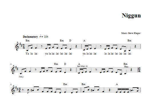 Download Steve Klaper Niggun Sheet Music and learn how to play Melody Line, Lyrics & Chords PDF digital score in minutes