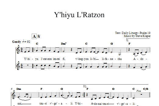 Download Steve Klaper Yih'yu L'ratzon Sheet Music and learn how to play Melody Line, Lyrics & Chords PDF digital score in minutes