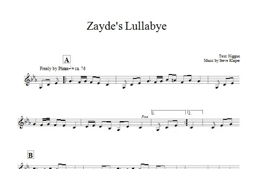 Download Steve Klaper Zayde's Lullabye Sheet Music and learn how to play Melody Line, Lyrics & Chords PDF digital score in minutes