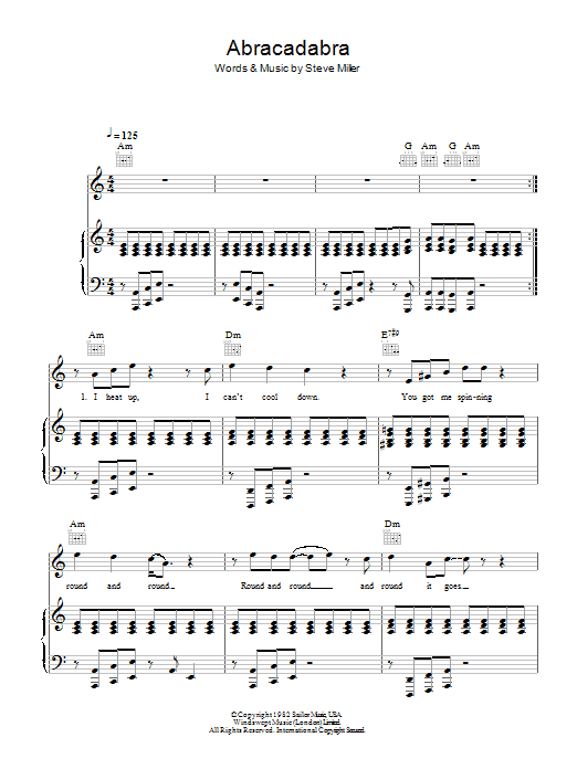 Download The Steve Miller Band Abracadabra Sheet Music and learn how to play Piano, Vocal & Guitar PDF digital score in minutes