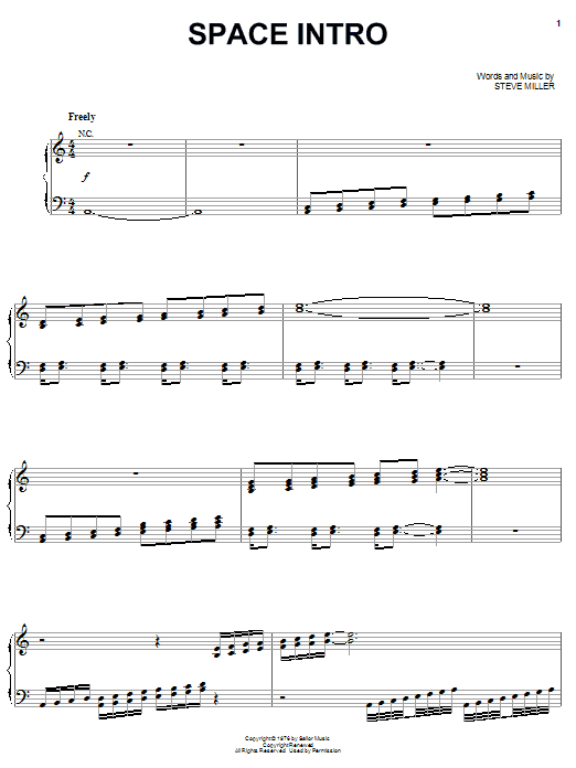 Download The Steve Miller Band Space Intro Sheet Music and learn how to play Piano, Vocal & Guitar (Right-Hand Melody) PDF digital score in minutes