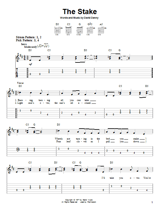 Download Steve Miller Band The Stake Sheet Music and learn how to play Lyrics & Chords PDF digital score in minutes