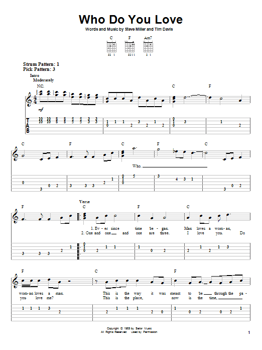 Download The Steve Miller Band Who Do You Love Sheet Music and learn how to play Ukulele PDF digital score in minutes