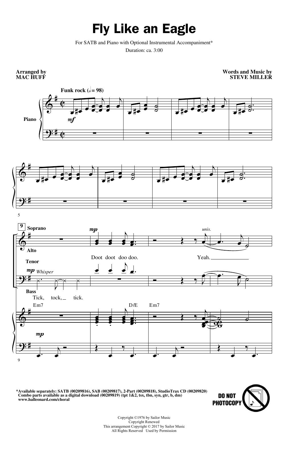 Download Mac Huff Fly Like An Eagle Sheet Music and learn how to play SAB PDF digital score in minutes