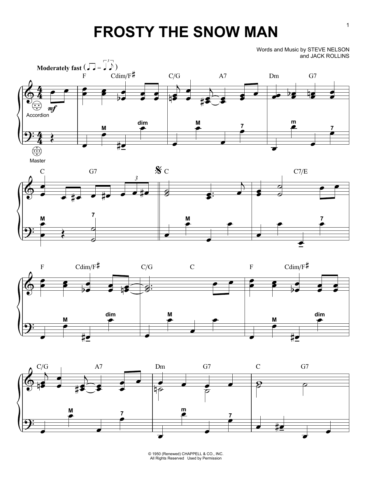 Download Gene Autry Frosty The Snowman Sheet Music and learn how to play Easy Guitar PDF digital score in minutes