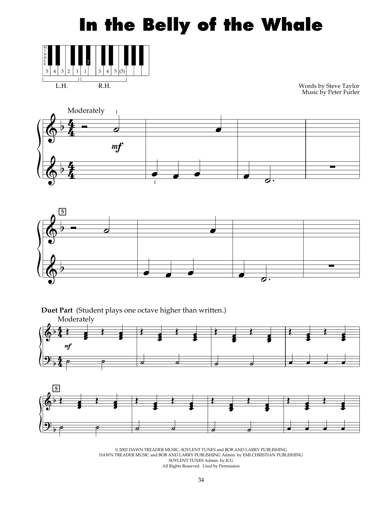 Download Steve Taylor In The Belly Of The Whale (from Jonah - A VeggieTales Movie) Sheet Music and learn how to play 5-Finger Piano PDF digital score in minutes