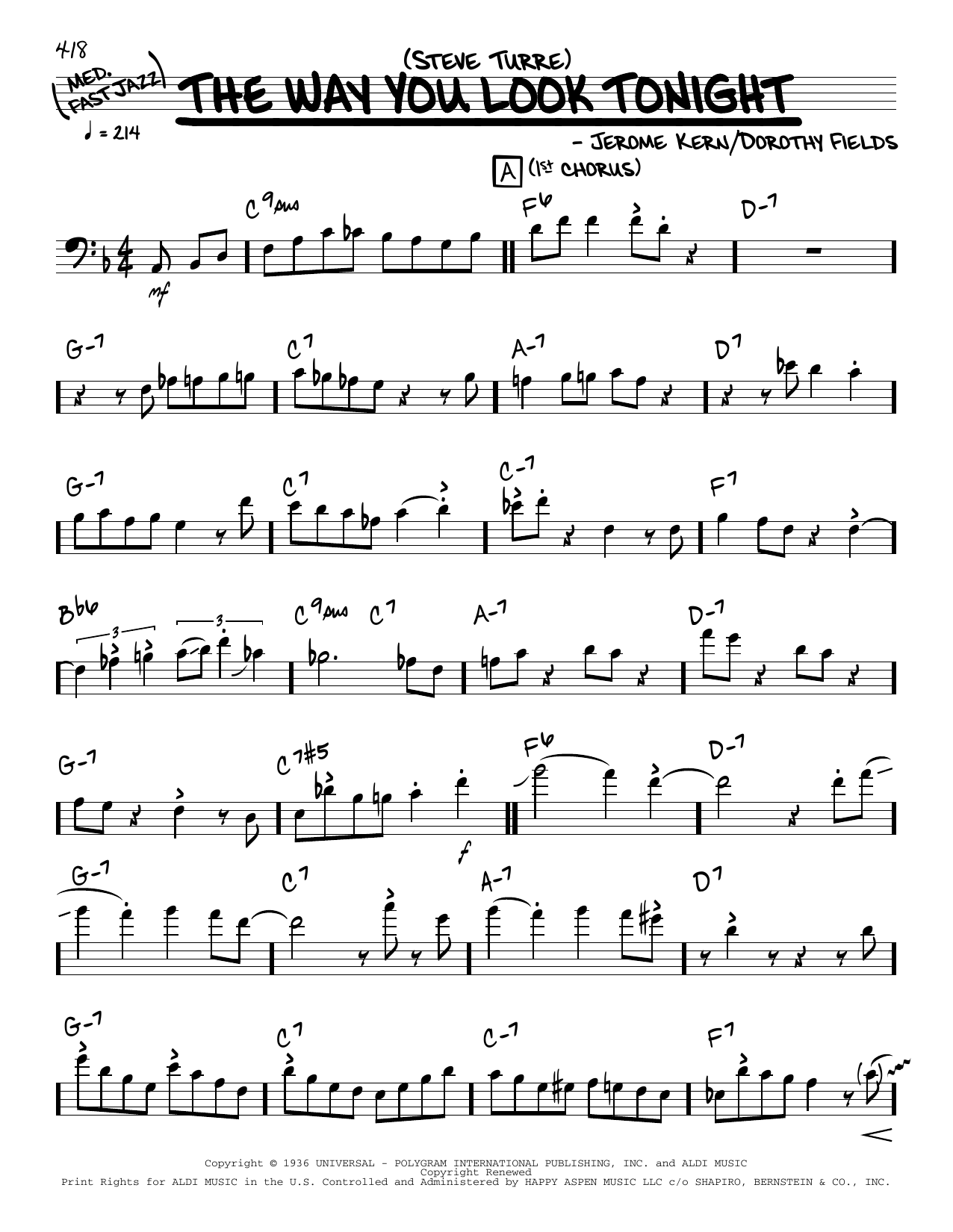 Download Steve Turre The Way You Look Tonight (solo only) Sheet Music and learn how to play Real Book – Melody & Chords PDF digital score in minutes