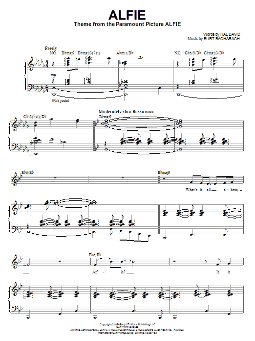 Download Steve Tyrell Alfie Sheet Music and learn how to play Piano, Vocal & Guitar (Right-Hand Melody) PDF digital score in minutes
