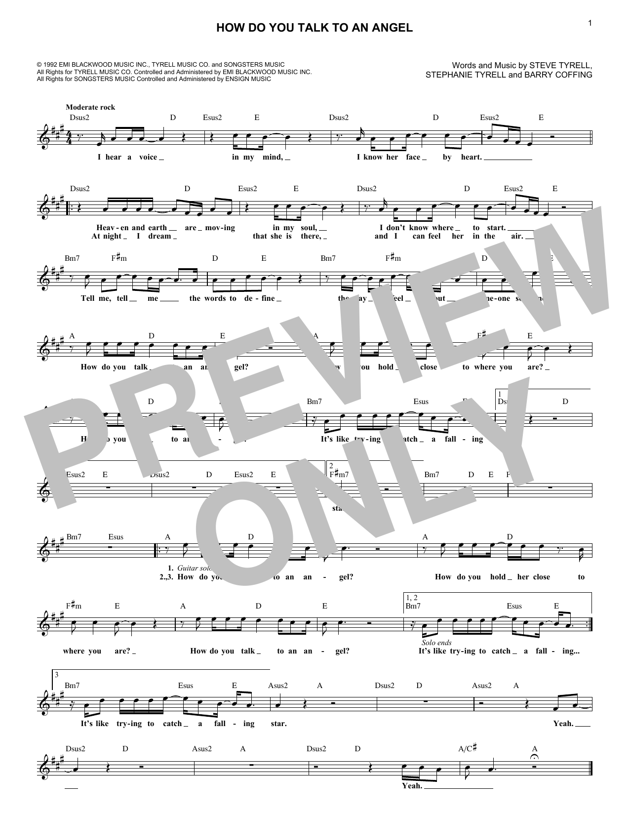Download Steve Tyrell How Do You Talk To An Angel Sheet Music and learn how to play Melody Line, Lyrics & Chords PDF digital score in minutes