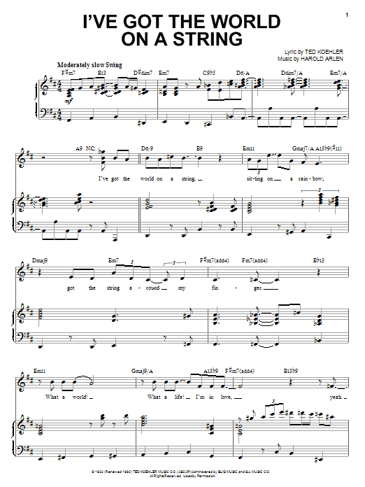 Download Steve Tyrell I've Got The World On A String Sheet Music and learn how to play Piano, Vocal & Guitar (Right-Hand Melody) PDF digital score in minutes
