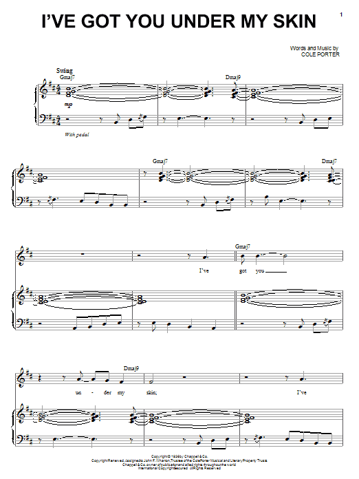 Download Steve Tyrell I've Got You Under My Skin Sheet Music and learn how to play Piano, Vocal & Guitar (Right-Hand Melody) PDF digital score in minutes