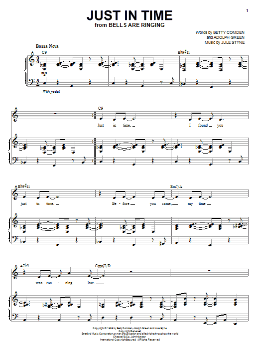 Download Steve Tyrell Just In Time Sheet Music and learn how to play Piano, Vocal & Guitar (Right-Hand Melody) PDF digital score in minutes