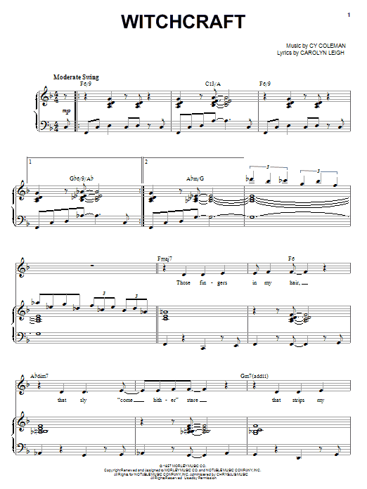 Download Steve Tyrell Witchcraft Sheet Music and learn how to play Piano, Vocal & Guitar (Right-Hand Melody) PDF digital score in minutes