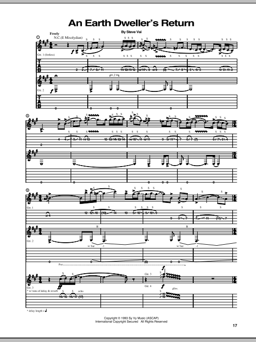 Download Steve Vai An Earth Dweller's Return Sheet Music and learn how to play Guitar Tab PDF digital score in minutes
