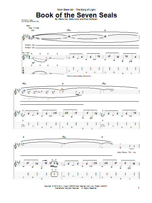 Download Steve Vai Book Of The Seven Seals Sheet Music and learn how to play Guitar Tab PDF digital score in minutes