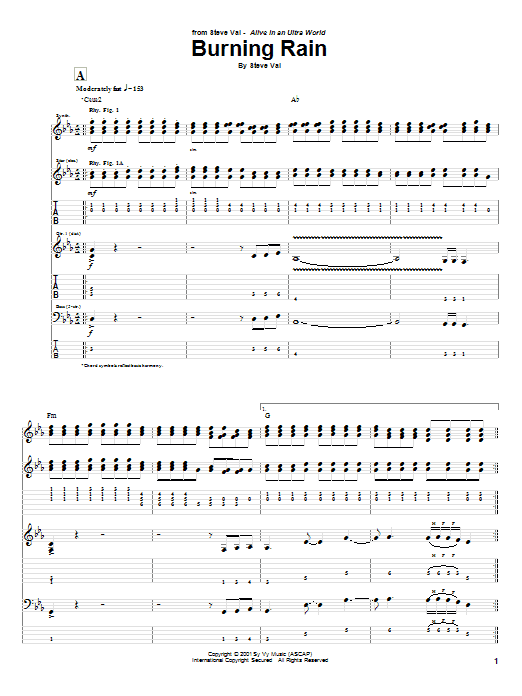 Download Steve Vai Burning Rain Sheet Music and learn how to play Guitar Tab PDF digital score in minutes