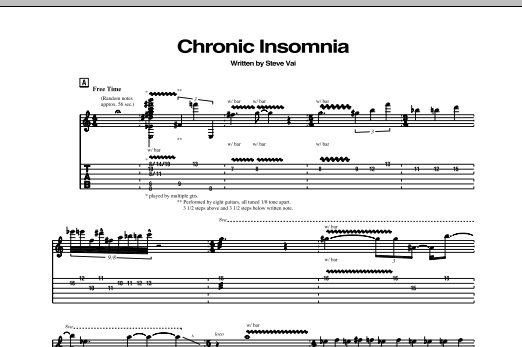 Download Steve Vai Chronic Insomnia Sheet Music and learn how to play Guitar Tab PDF digital score in minutes