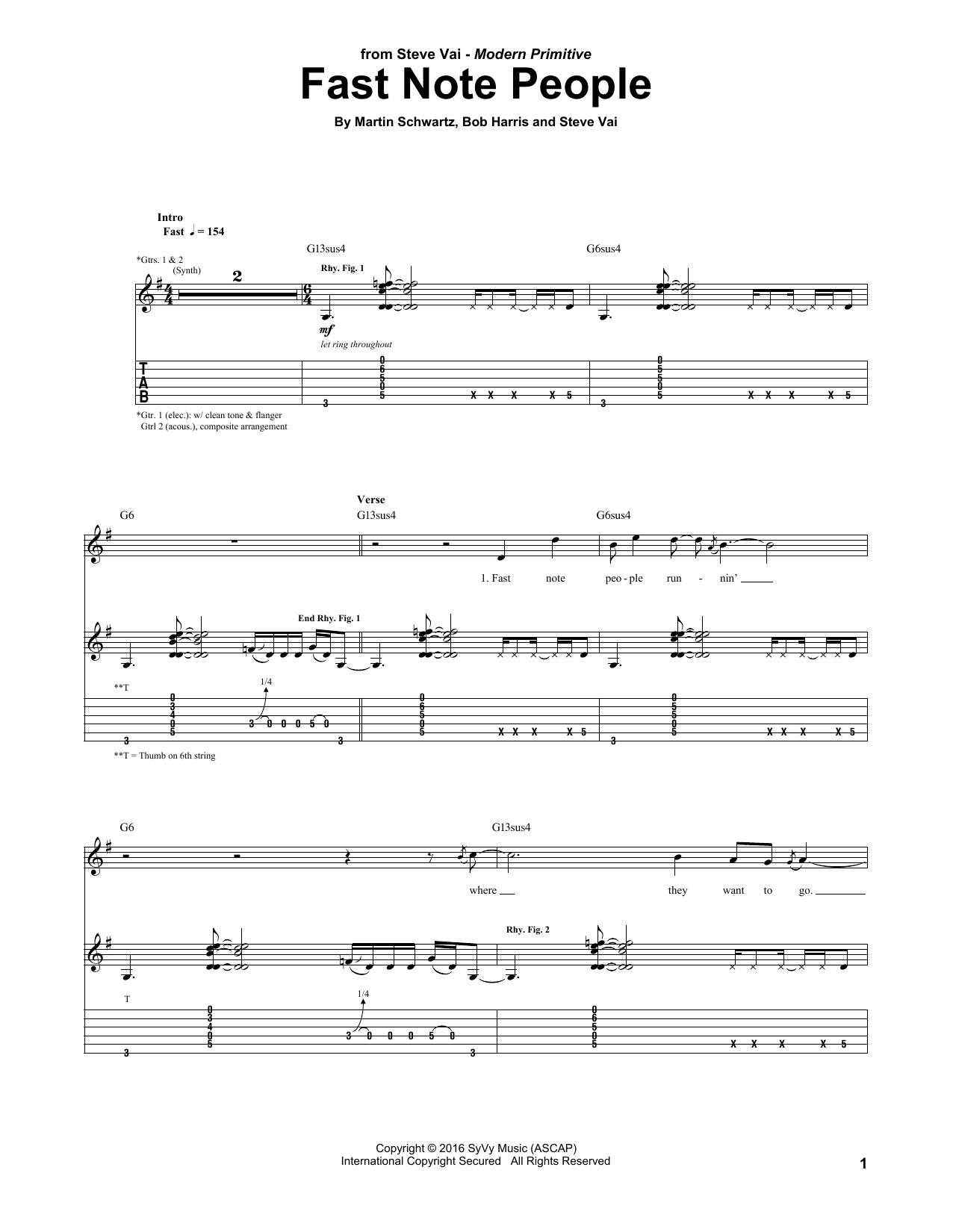 Download Steve Vai Fast Note People Sheet Music and learn how to play Guitar Tab PDF digital score in minutes