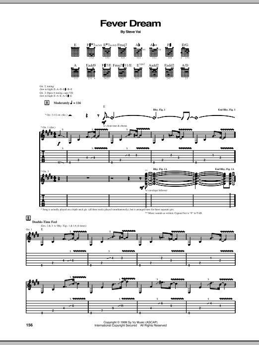 Download Steve Vai Fever Dream Sheet Music and learn how to play Guitar Tab PDF digital score in minutes