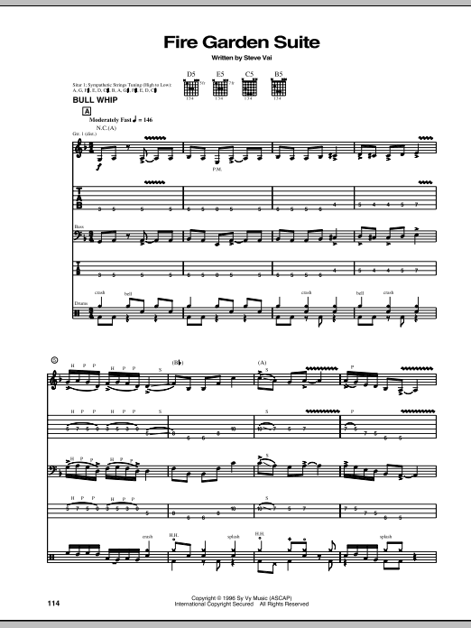 Download Steve Vai Bull Whip / Pusa Road / Angel Food / Taurus Bulba Sheet Music and learn how to play Guitar Tab PDF digital score in minutes